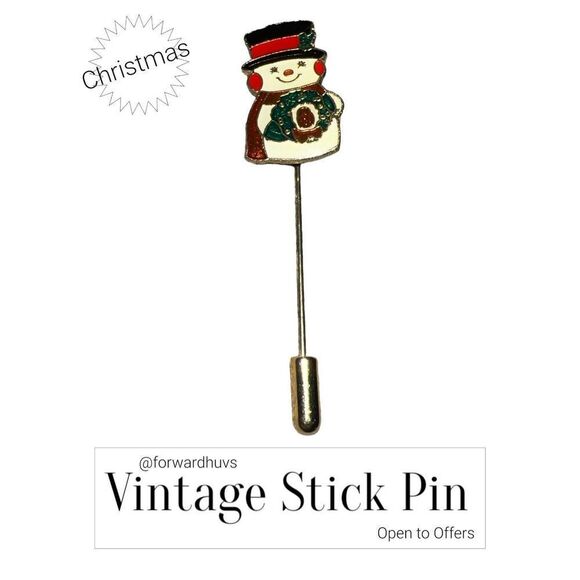 Vintage Snowman Enamel Hatpin / Stickpin - Picture 1 of 8